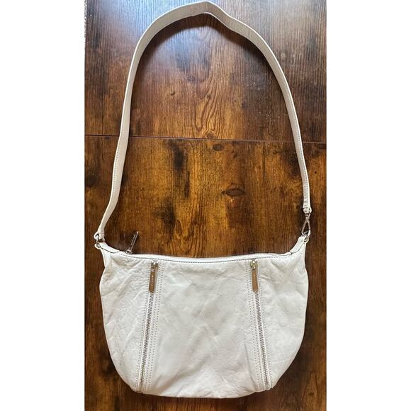 Michael Kors White Leather Shoulder Bag with Front Zippers - Picture 1 of 6